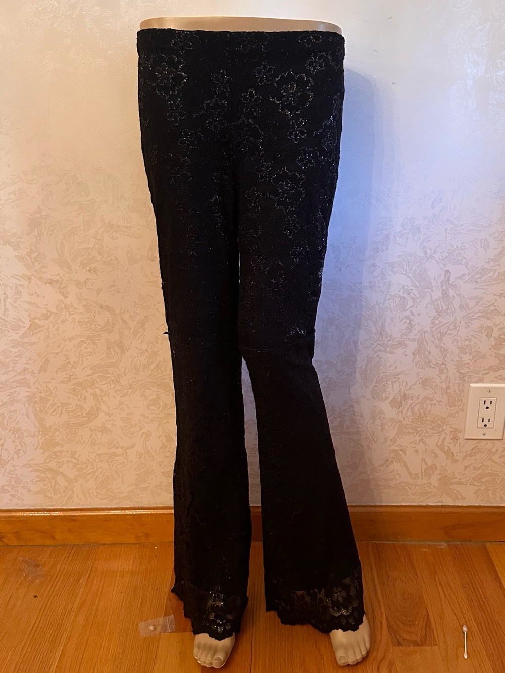 Black Lace Flared Pants